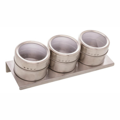 3 Porta Temperos Lyor De Aço Inox Imantado 80ml Cor Cinza-escuro