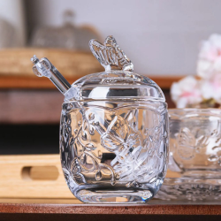 Acucareiro Cristal C/Colher C/Tampa New Butterfly 220ml 220873 Lyor