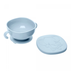 Bowl Com Tampa e Ventosa Baby Elefante Plastico Azul 221035 Lyor