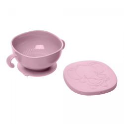 Bowl Com Tampa e Ventosa Baby Elefante Plastico Rosa 221108 Lyor