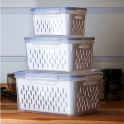 Conjunto 03 Potes Herméticos Com Cesto Plástico 221194 Lyor