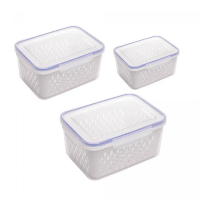 Conjunto 03 Potes Herméticos Com Cesto Plástico 221194 Lyor