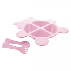 Conjunto Prato C/02 Talheres Bambu Baby Bear Rosa 5413 Lyor
