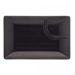 Prato Retangular de Melamina com Molheira Tóquio Preto Lyor