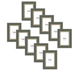 AX2001 BTC - Porta Retrato Resina Verde e Dourado Decorativo