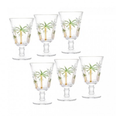 Conjunto 6 Taças de Cristal Palm Hand Paiting 240ml - Lyor