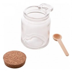 Pote De Vidro C/ Colher Bambu E Tampa Rolha 240ml Cor Marrom