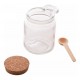 Pote De Vidro C/ Colher Bambu E Tampa Rolha 240ml Cor Marrom