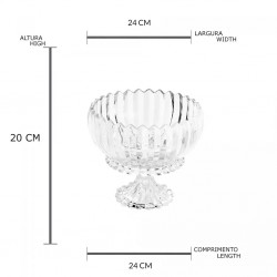 Centro de Mesa Decorativo Cristal com Pé Geneva 24cm x 20cm 25528 Wolff