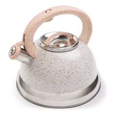 Chaleira Com Apito Retrô Bule de 2,7L na Cor Branco Vanila Roma Brinox