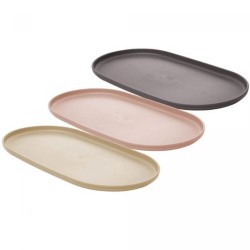 Travessa Oval Bambu PP Lines Bege 21cm 220837 Lyor