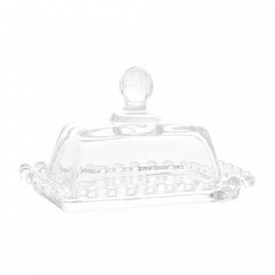 Manteigueira de Cristal Pearl Incolor 11cm x 7cm x 7cm - Wolff