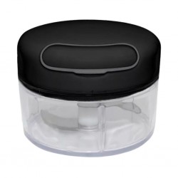 Mini Processador de Alimentos Manual em Plástico 2 Lâminas Preto e Cinza 8,6cm x 7cm - Lyor