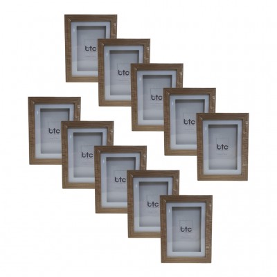 Porta Retrato 15x10 cm Fotografia Branco Madeira Natural BTC