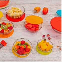 Conjunto 5 Tigelas de Vidro com Tampa de Plástico - 220016 Lyor