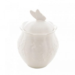 Açucareiro Porcelana Branca New Bone Butterfly Flower - LYOR