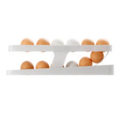 Porta Ovos com Rolamento Automático em Plástico Branco - 220149
