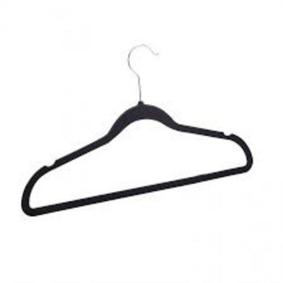 Jogo 5 Cabides Lyor Plastico Aveludado Preto